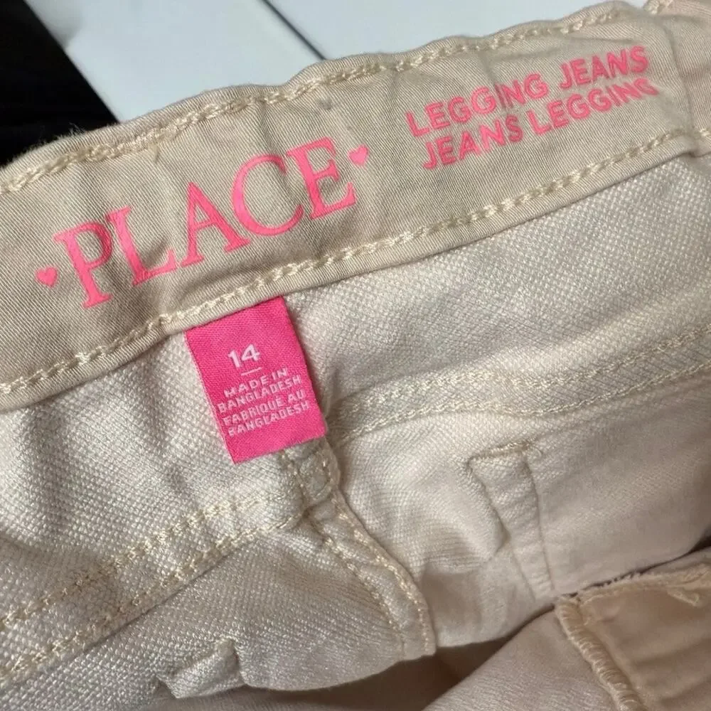 Children's Place Girls Legging Jeans Size 14 Pale Pink Pants